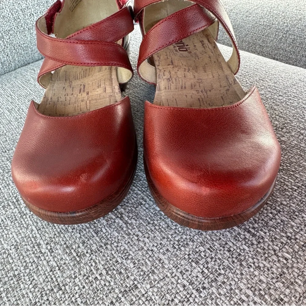 Alegria Savina Red Leather Wedge Sandals Size 40